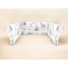 Aparatoare pentru patut, Qmini, Din bumbac certificat Oeko Tex Standard 100, 210x30 cm, Cu panglici, Elephants on Rainbow Pink