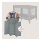 Patut pliant, Lionelo, Amelie, Cu intrare laterala, 100.5×70.5 cm, Include salteluta, roti, geanta pentru transport, Constructie usoara- 7 kg, Cadru stabil din otel, Gri