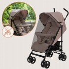 Carucior sport, Lionelo, Elia, Cu plasa de tantari, Suport de picioare reglabil, Spatar ajustabil in 4 pozitii, Capotina XXL, Pliere tip umbrela, Capacitate 15 kg, 6 luni+, EN 1888, Bej Taupe