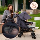 Carucior sport, Lionelo, Elia, Cu plasa de tantari, Suport de picioare reglabil, Spatar ajustabil in 4 pozitii, Capotina XXL, Pliere tip umbrela, Capacitate 15 kg, 6 luni+, EN 1888, Bej Taupe