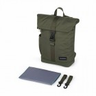 Rucsac pentru mamici, Petite&Mars, Jackob, Compartimentare multipla, Buzunare termoizolante si impermeabile si pentru laptop, Sistem prindere carucior, Include salteluta de infasat, 30 x 46 x 15 cm, Verde