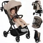 Carucior sport, Lionelo, Tansi, Pliere automata, Ultracompact, Manevrare cu o mana, Roti cu tehnologie GravelTech, Spatar si suport picioare reglabile, 6-48 luni, Sustine 22 kg, Bej