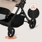 Carucior sport, Lionelo, Tansi, Pliere automata, Ultracompact, Manevrare cu o mana, Roti cu tehnologie GravelTech, Spatar si suport picioare reglabile, 6-48 luni, Sustine 22 kg, Bej
