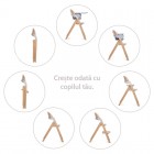 Scaun de masa multifunctional pliabil, Jane, Forest, De la 6 luni la adult, Din lemn fag, Greutate maxima 100 Kg, Sage