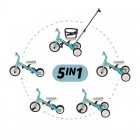 Tricicleta, Petite&Mars, Turbo, Editie limitata, 5 in 1, Multifunctionala, Vehicul de impins, Bicicleta cu/fara pedale, Cu maner de ghidaj, Detasabil, Roti din cauciuc, Pana la 25 kg, 1.5-5 ani, Dino Park